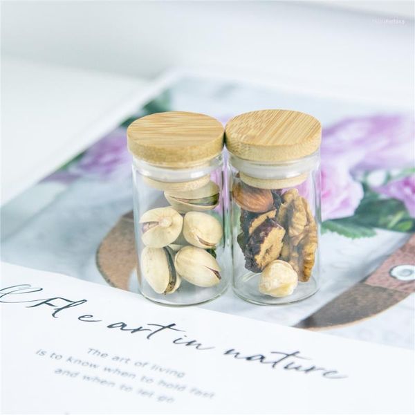 

20ml hyaline glass bottle with bamboo wood rubber cap exquisite ornament artwork storage pot reusable empty container1