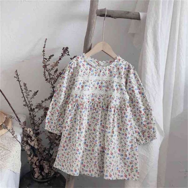 

spring arrival girls long sleeve floral dress kids korean design clothes 210528, Red;yellow