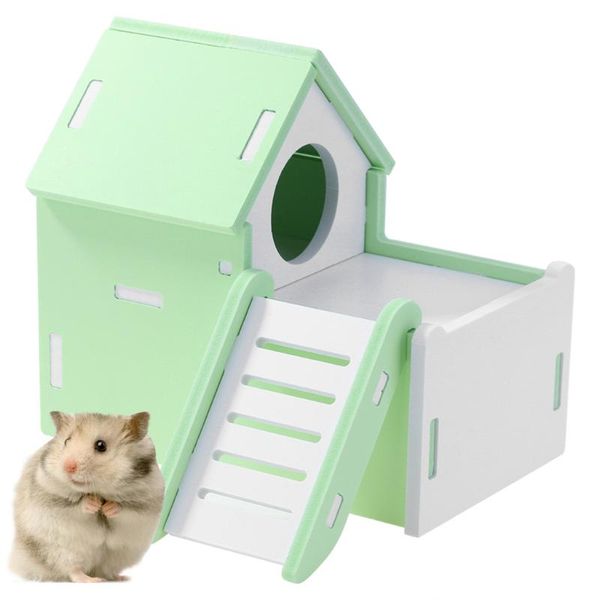

wooden hamster nest sleeping house home luxury cage entertainment sports color small pet with slide animal supplies