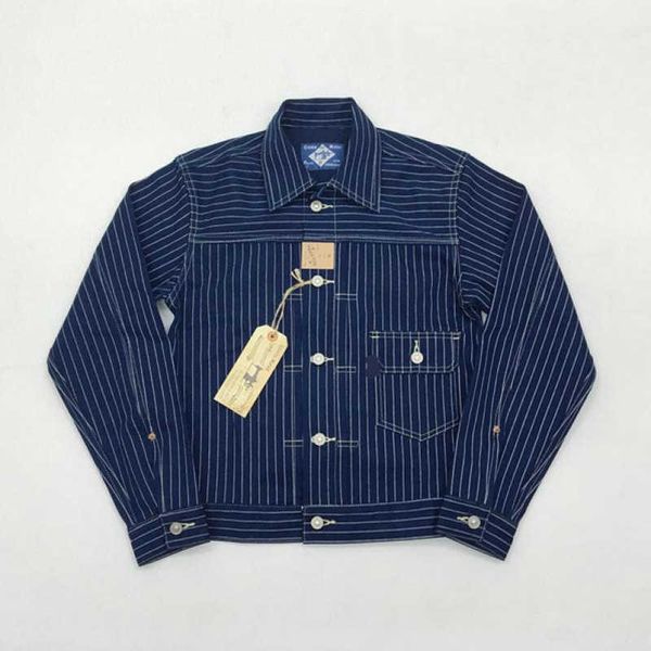

men's jackets bob wabash dong indigo stripes 506xx 1st denim jacket selvedge jean workwear, Black;brown