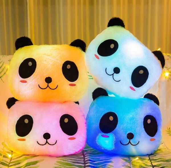 

colorful luminous panda pillow plush toy giant pandas doll built-in led lights sofa decoration pillows valentine day gift kids