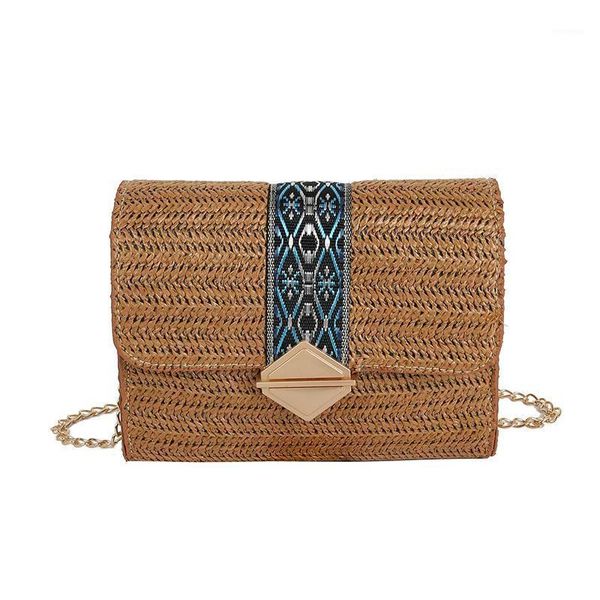 

evening bags embroidered straw woven bag, ethnic style messenger fashion beach chain square bag leisure vacation shoulder1