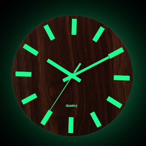 

wall clocks -luminous clock,12 inch wooden silent non-ticking kitchen with night lights for indoor/outdoor living room
