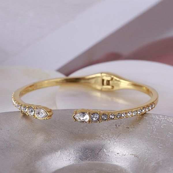

charm bracelets fashionable and simple everyday style inlaid zircon open bracelet, Golden;silver