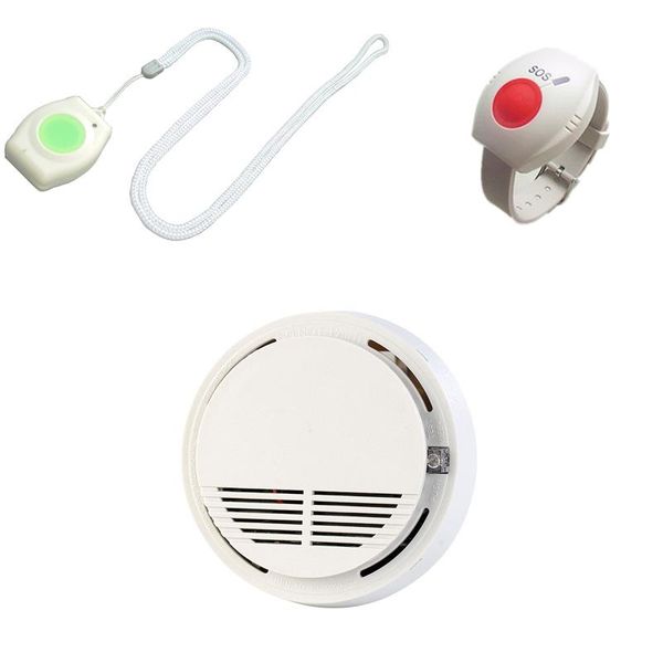 

panic button alarm gsm sos wireless 433mhz for elderly smoke detector sensor fire poelectric smart home system systems