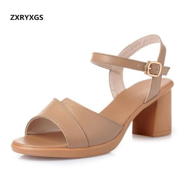 

most open toe summer shoes woman sandals 2021 est light comfortable genuine leather women high heeled, Black