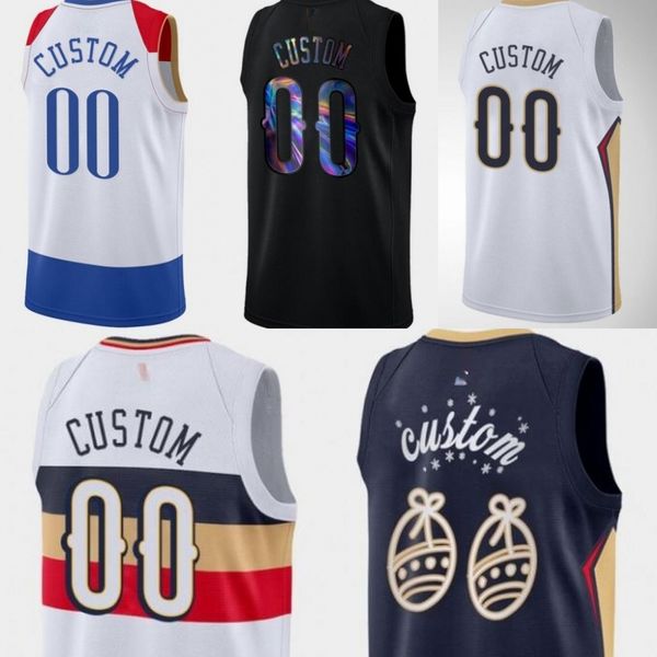 

pelicans custom christmas night festive special jersey navy, Black