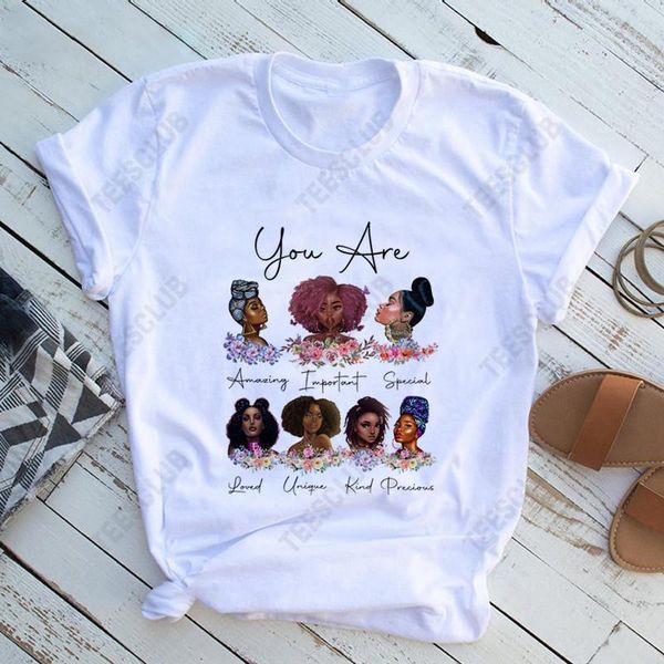 

women's t-shirt melanin black girl t shirt, White