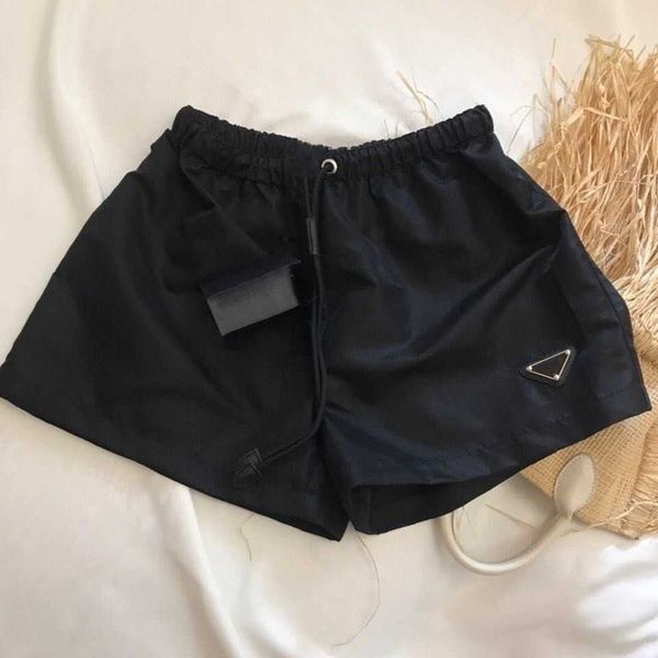 

nylon triangle standard 2021 spring and summer new product drawstring elastic high waist casual loose wide leg ladies shorts women, White;black