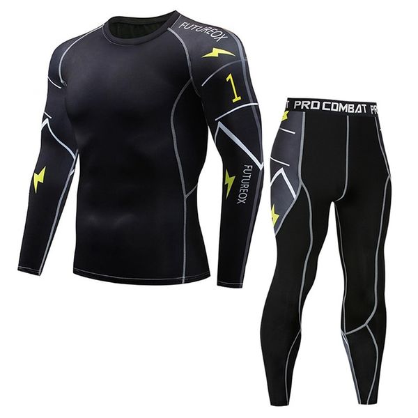 

model thermal underwear men sets compression sweat quick drying long johns fitness bodybuilding shapers 210910, Black;white