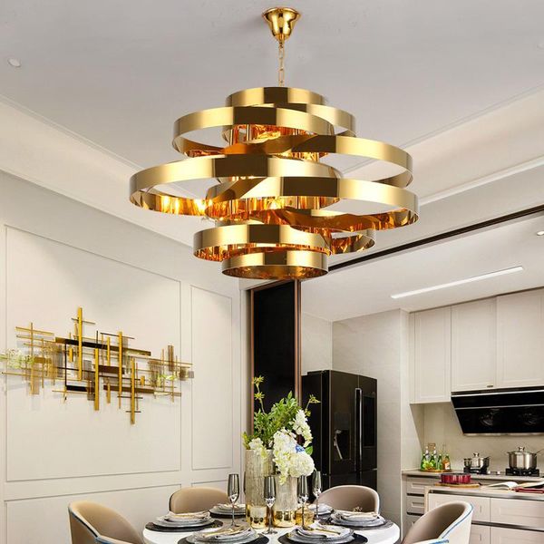 

modern golden chandelier stainless steel electroplating round cutting combination art style bedroom dining living room lamp chandeliers