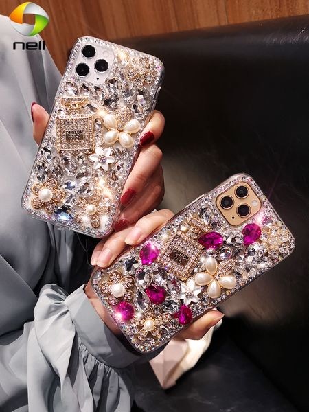 

case for iphone 12 11 pro max mini xs max x xr 7 8 plus se2 full diamond new cases rhinestone perfume bottle shell