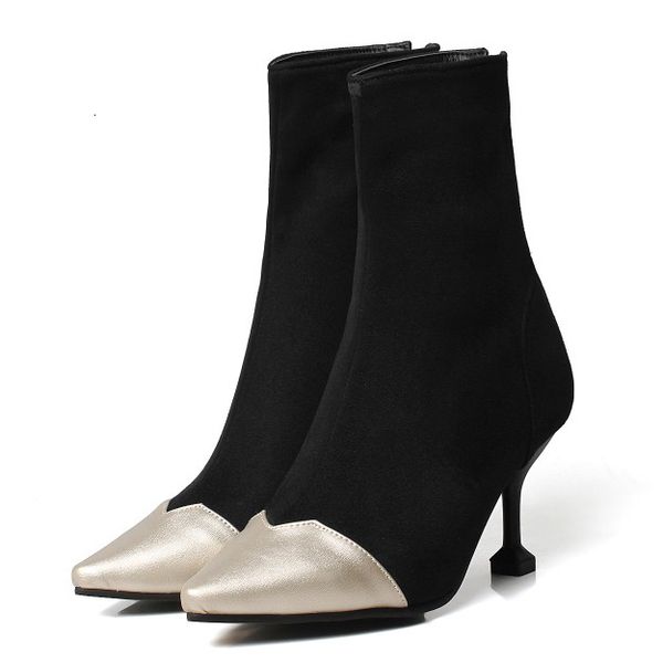 

boots olomm woman winter ankle boots stiletto shoes nice heels pointed to the black gray toe ladies feminine size 4-16 20dm