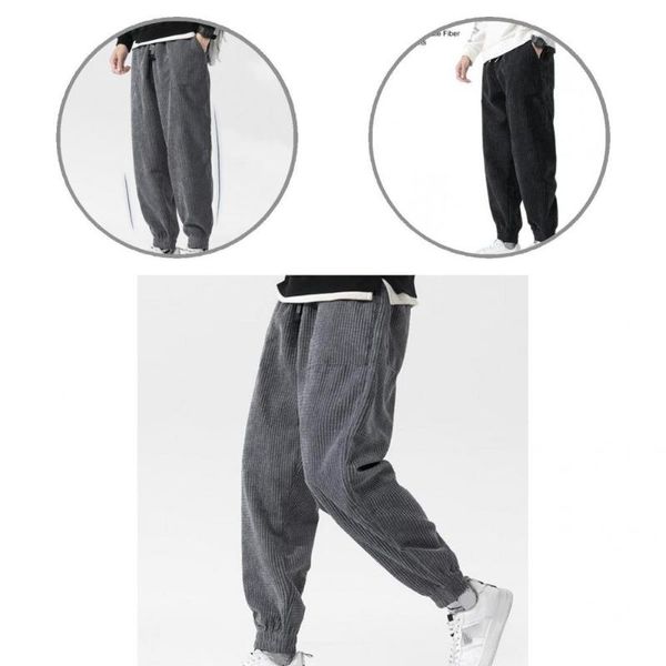 

men's pants autumn loose thicken elastic waist stylish colorfast, Black