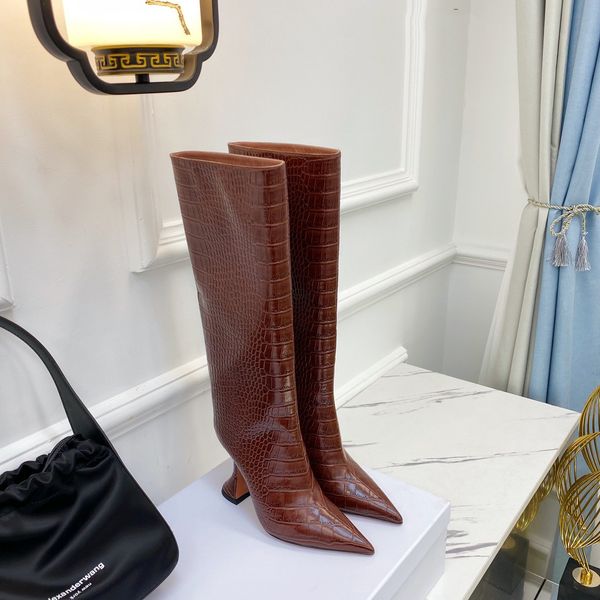 

luxury womens boots designer fashion brand ultra-high stiletto ff long tube stovepipe stretch knight sheepskin fabric leather high-quality s, Red;white