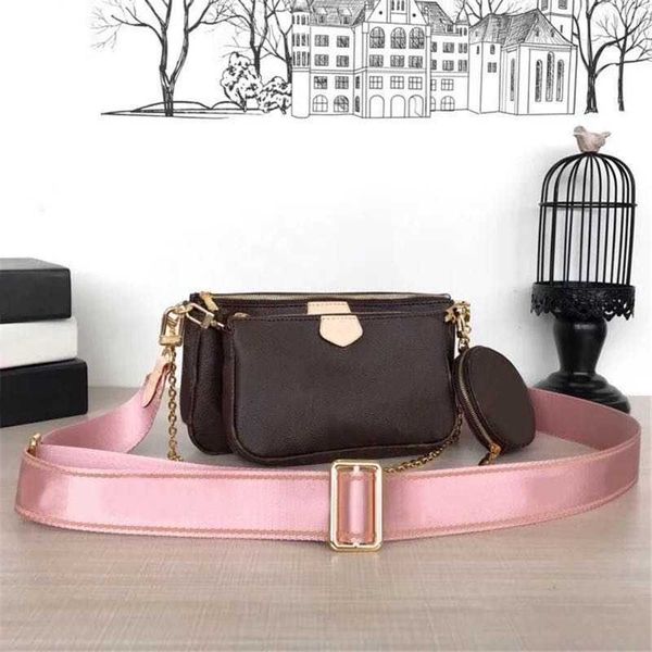 

three-piece clutch luxury women bags designer genuine leather cowhide fashion brand small purse ladies shoulder, Blue;pink