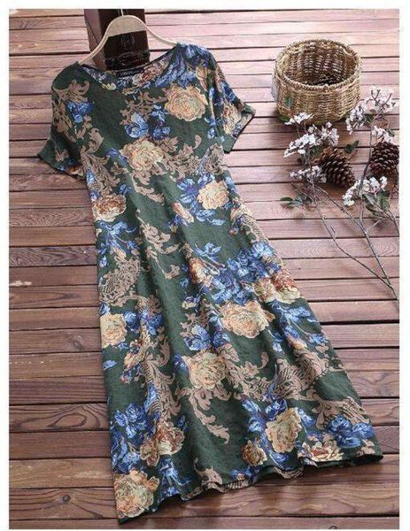 

printed crew dresses casual neck short sleeve dress, Black;gray