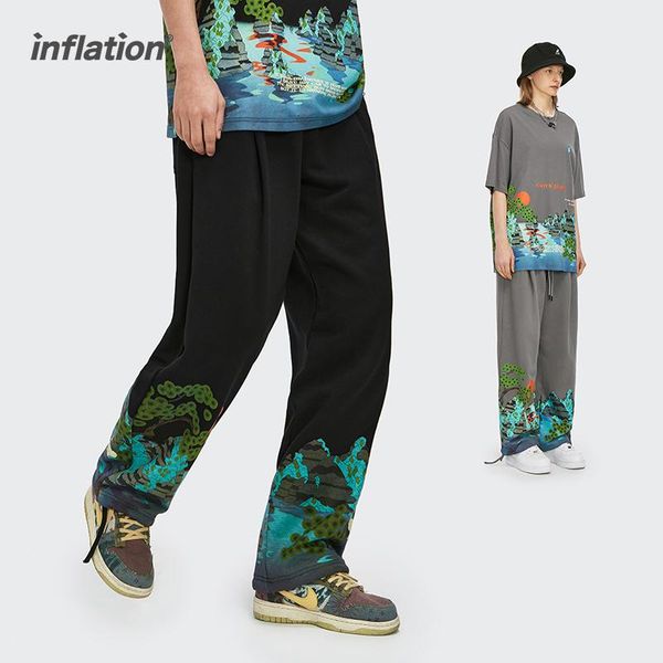 

natural graphic sweatpants men woman streetwear 2021 elastic waist loose hip hop sweatpant joggers pants 3756ts21 men's, Black