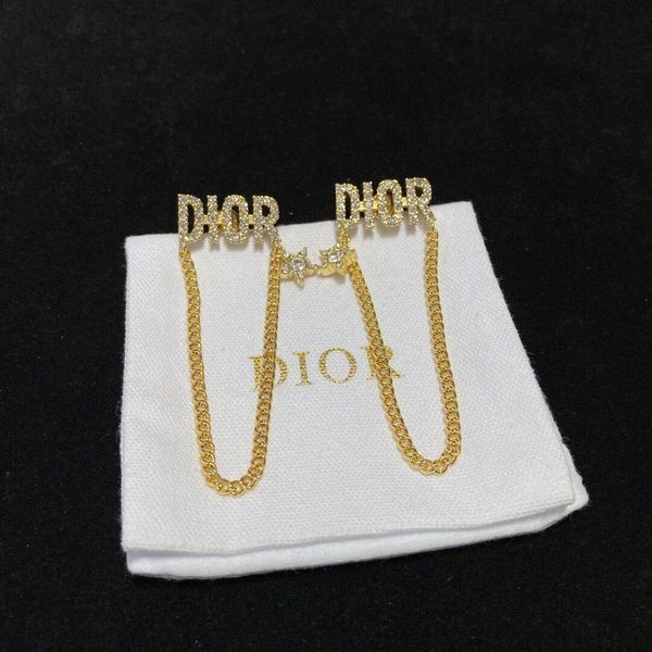 

d family diamond letter long tassel 2021 new fashion korean temperament net red earrings personality design, Silver