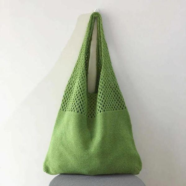 

bag women's style satchel versatile retro hollow knitted single shoulder woven shopping storage bags