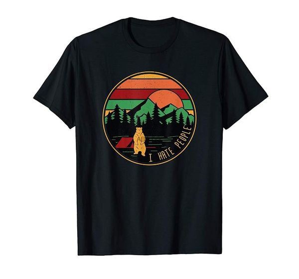 

men's t-shirts i hate people camping bear funny t-shirt(2), White;black