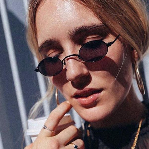 

sunglasses retro hip hop women fashion alloy frame small glasses steampunk oval for man woman gift, White;black