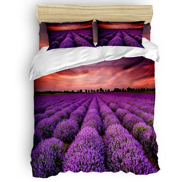 

bedding sets purple lavender flower field duvet cover set with pillowcase bedroom supplies king size comforter