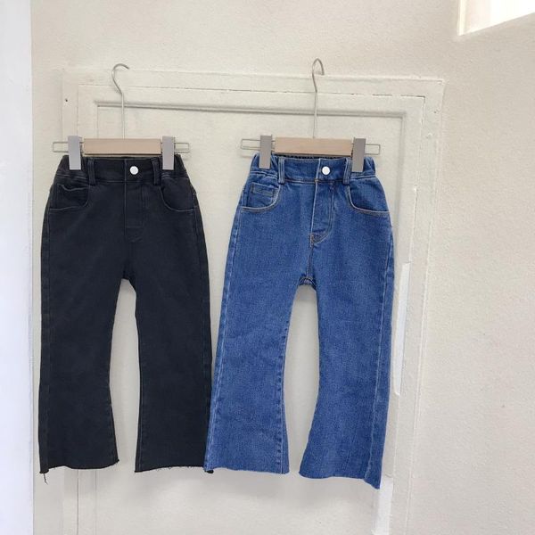 

autumn winter arrival girls fashion fluffy jeans kids denim pants korean design flare, Blue
