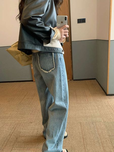 

ren xiaoyi's wide leg pear shape women's autumn tube loose pants, Blue