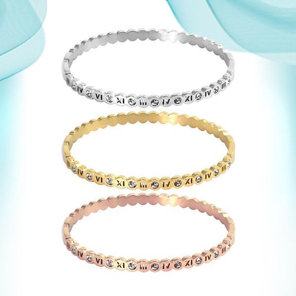 Pulseira 2021 18K Diamond Ladies Titanium Steel Bracelet Tuberals Romanos Moda Simple Estilo Acessórios para Mão Bangles