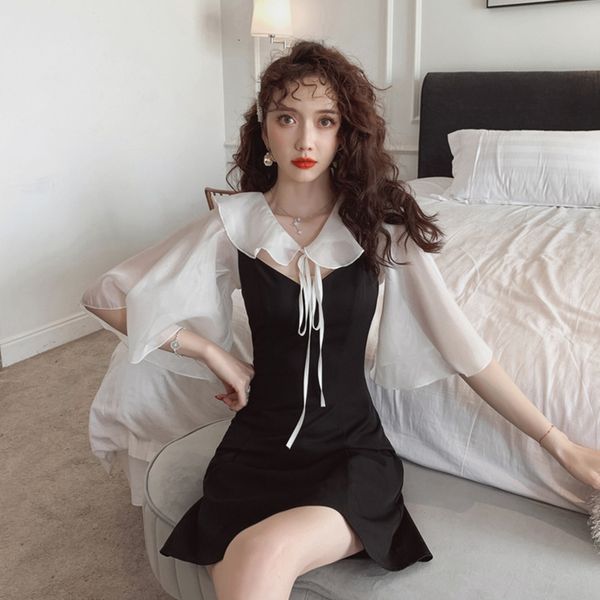 

style arrival dress sweet female summer comfortable stylish mini dress-by-line retail temperament, Black;gray