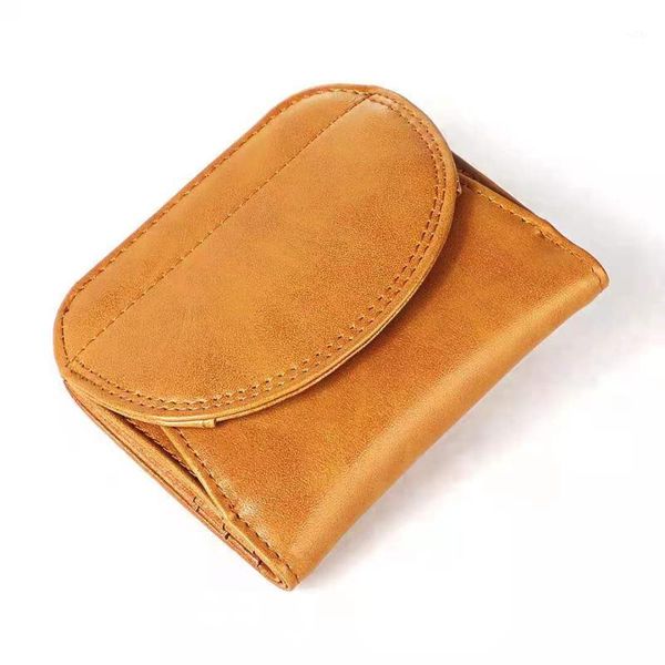 

leather wallet short folding coin bag zero anti-theft korean version wallets1, Red;black