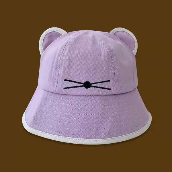 

wide brim hats cats ear cap children summer sunshade sunscreen early spring fisherman's hat han bai leisure day tide lovely basin, Blue;gray