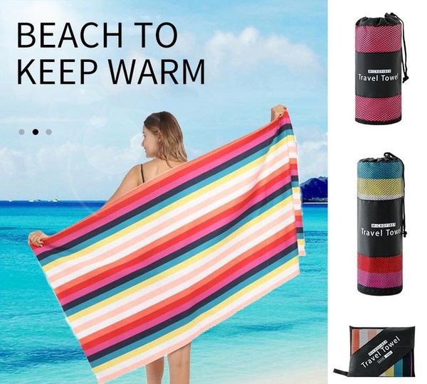 

towel striped beach quick dry bath strong absorption bathrobe printed head wrap facetowel household hand set