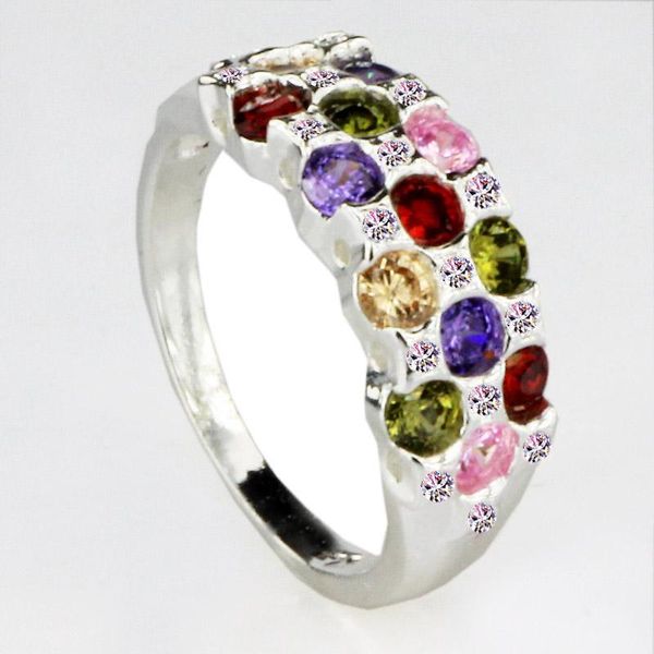 

wedding rings yayi fashion women jewelry ring multi-color cz silver color engagement party gift, Slivery;golden