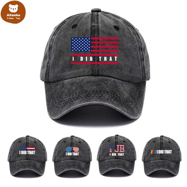 

i did that washed baseball cap cotton letters printed ball hat sports casual kids outdoor american presidential election sun caps 591w