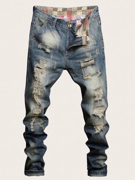 

men pocket zip waist washed jeans k9uw#, Blue