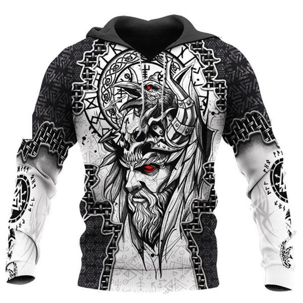 

men's hoodies & sweatshirts beautiful viking symbol tattoo 3d printed spring hoodie sweatshirt pullover casual tracksuit loose jackex, Black