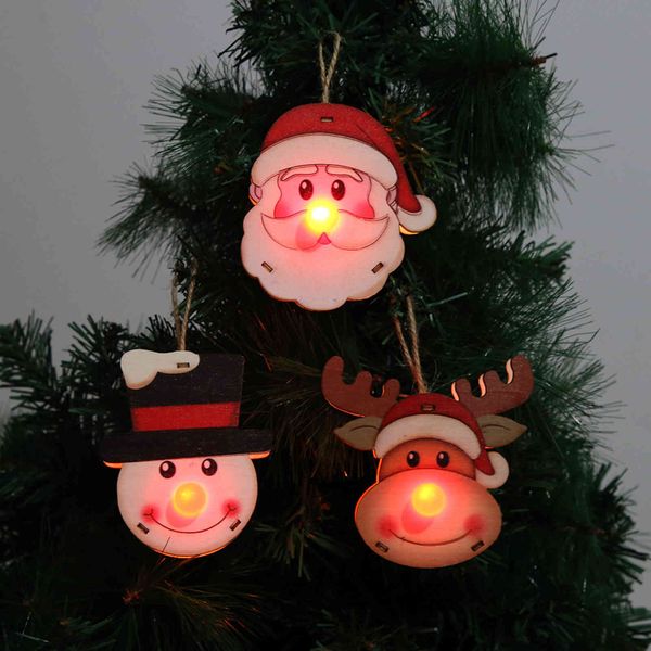

2022 decorations with light emitting pendant lovely santa snowman christmas tree pendant