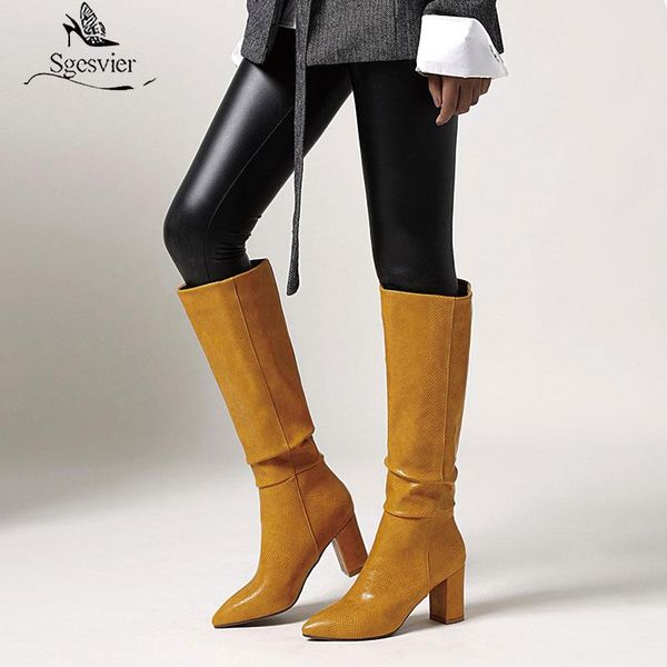 

boots sgesvier western cowboy for women knee high winter long pointed toe hihg heels motorcycle shoes woman, Black
