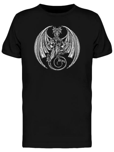 

soaring horned dragon tee men's -image by shutterstock, White;black