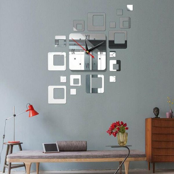 

modern 3d wall clock sticker diy large number decal office room universal clocks