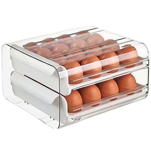 

storage bottles & jars 32 grid egg double-layer drawer type box for fridge container shelf saving kitchen