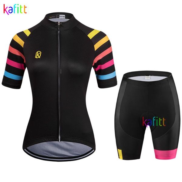 

racing sets 2021 kafiwomen's short sleeve jersey mtb cycling clothing gel pro ropa ciclismo road bike shirt triathlon uniform summer, Black;blue