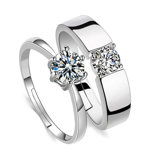 

wedding rings ring zircon crystal silver plated set for women men jewelry silver-color bride groom couple s188, Slivery;golden