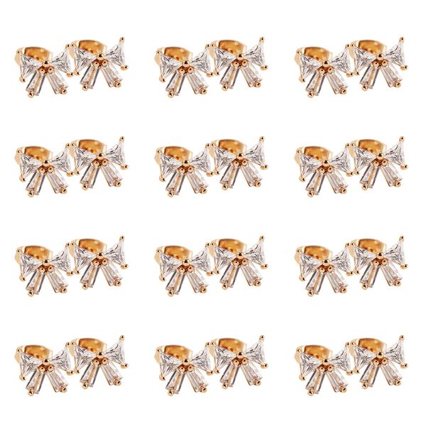 

fashionable earrings with rose-gold bow studs, Golden;silver