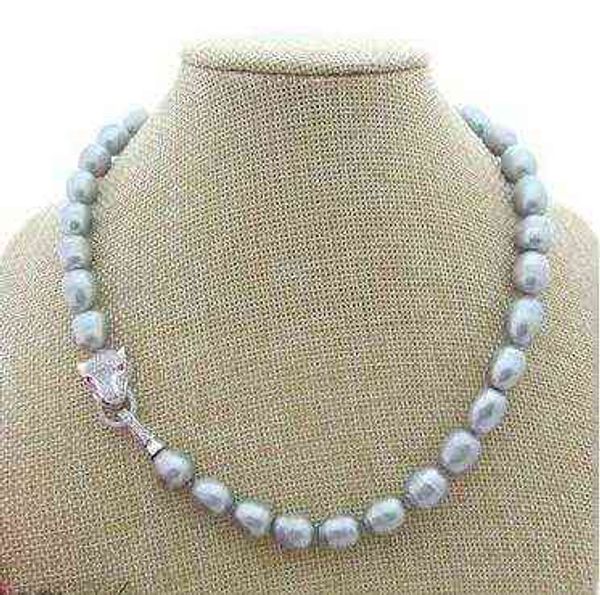 Splendida collana di perle grigie argento dei Mari del Sud da 11-12 mm da 18 pollici