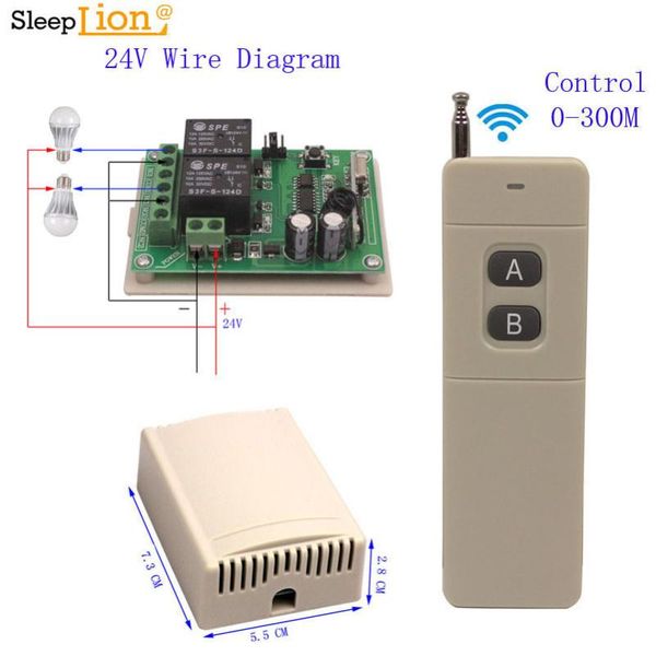 

smart home control sleeplion dc 24v 2 ch wireless switch 300m long range remote receiver transmitter 2ch relay module on off 315/433mhz