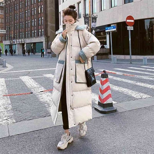 

korean version of the loose and explosive padded jacket women's winter long section over knee down 210923, Black