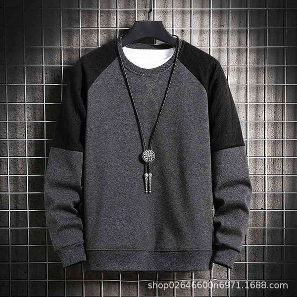

autumn casual sweater fashion youth bottomed shirt thin color contrast cotton long sleeve t-shirt men's wear, Black